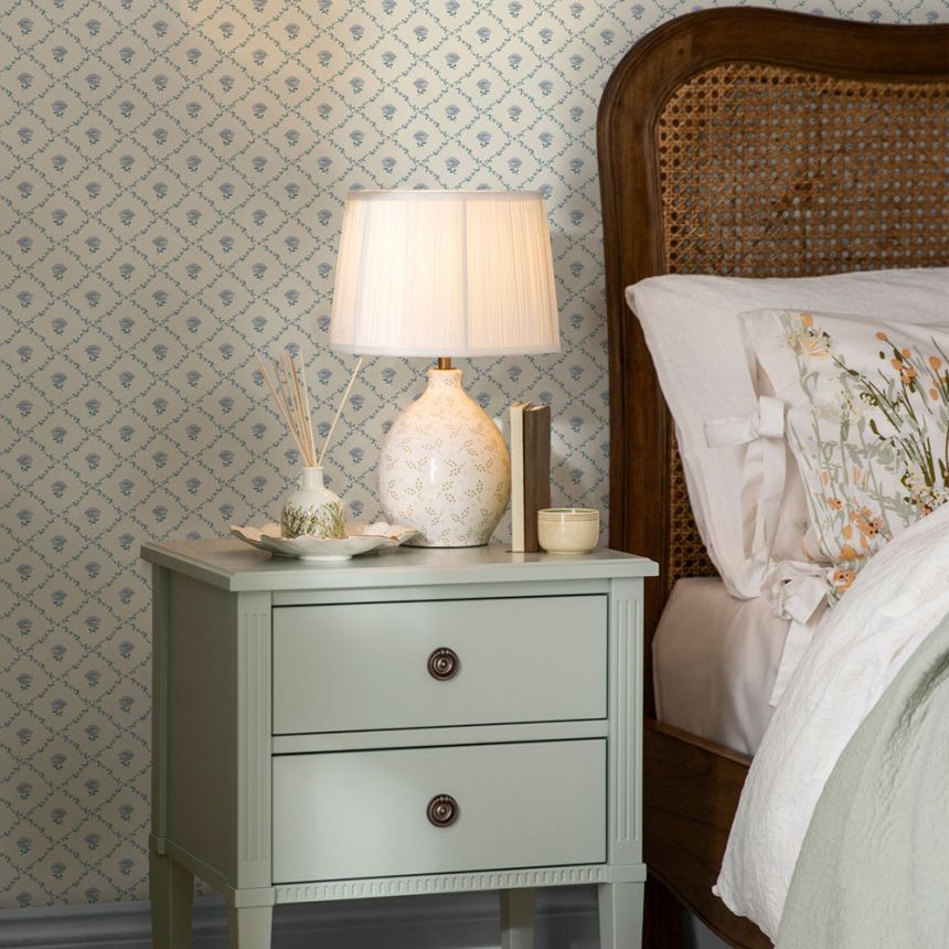 Wallpaper, Blue, White, Roses, 122745, Laura Ashley 4