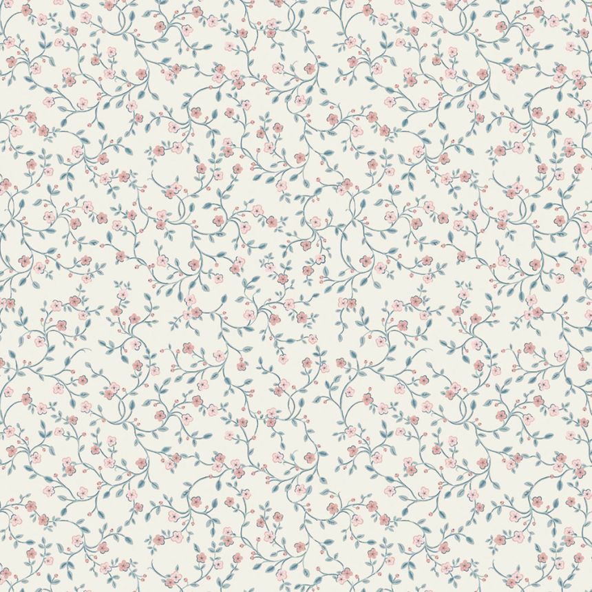Wallpaper, Blue, Pink, Flowers, 122749, Laura Ashley 4
