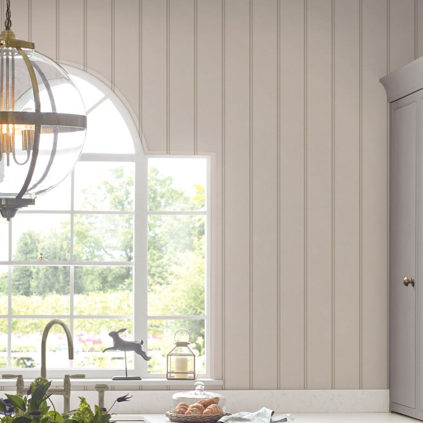 Striped Wallpaper, Grey, Beige, 122759, Laura Ashley 4