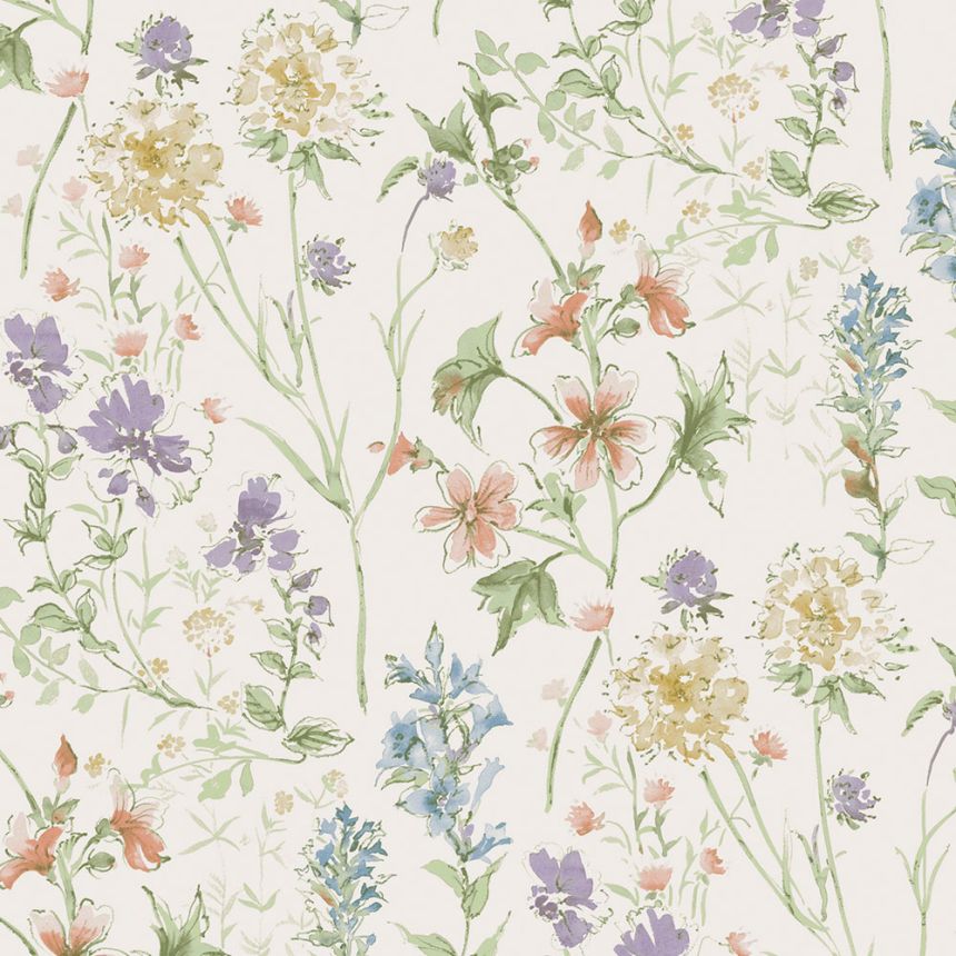 Wallpaper, Green, Blue, Wild Meadow, 122764, Laura Ashley 4