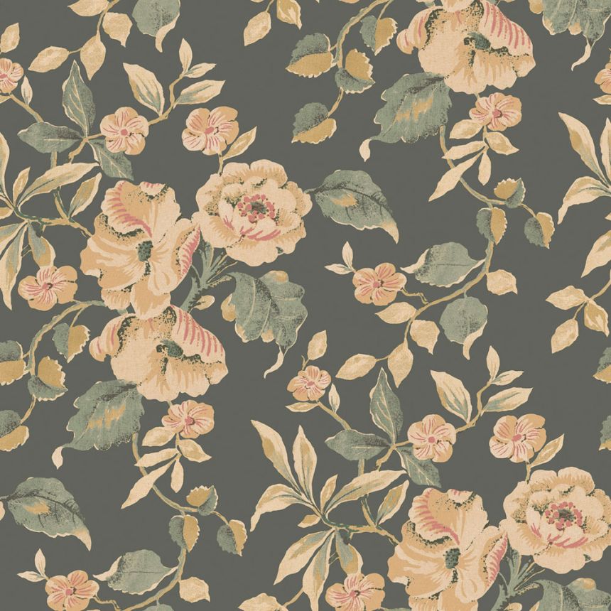 Floral Wallpaper, Orange, Blue, 127396, Laura Ashley 4