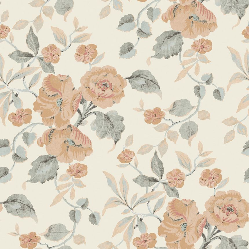 Floral Wallpaper, Orange, White, 127397, Laura Ashley 4