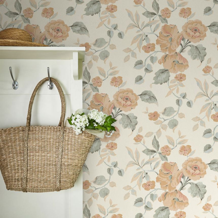Floral Wallpaper, Orange, White, 127397, Laura Ashley 4