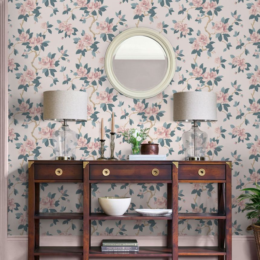 Floral Wallpaper, Pink, Blue, 130096, Laura Ashley 4