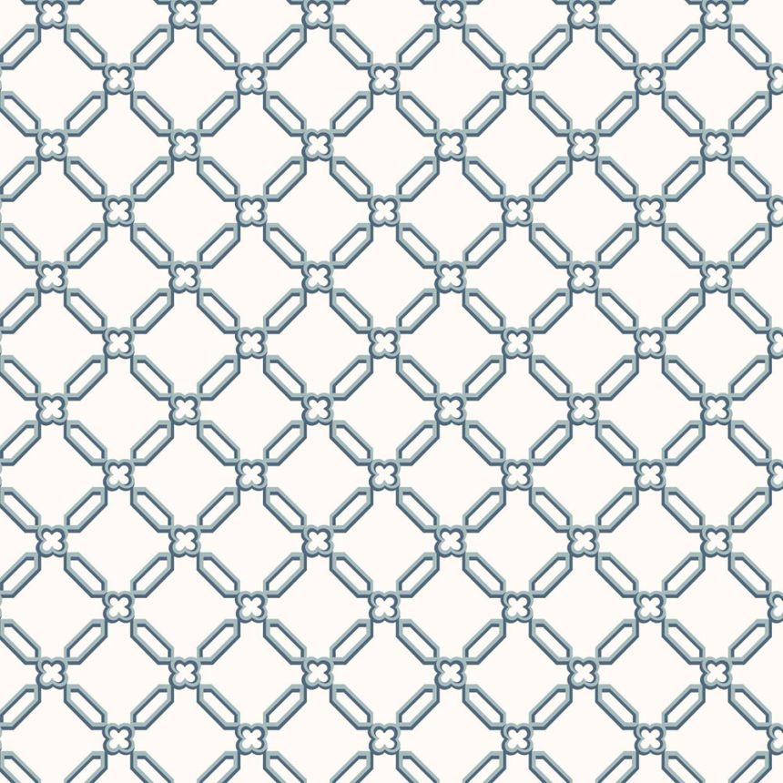 Wallpaper, Blue, White, Geometric Pattern, 130100, Laura Ashley 4
