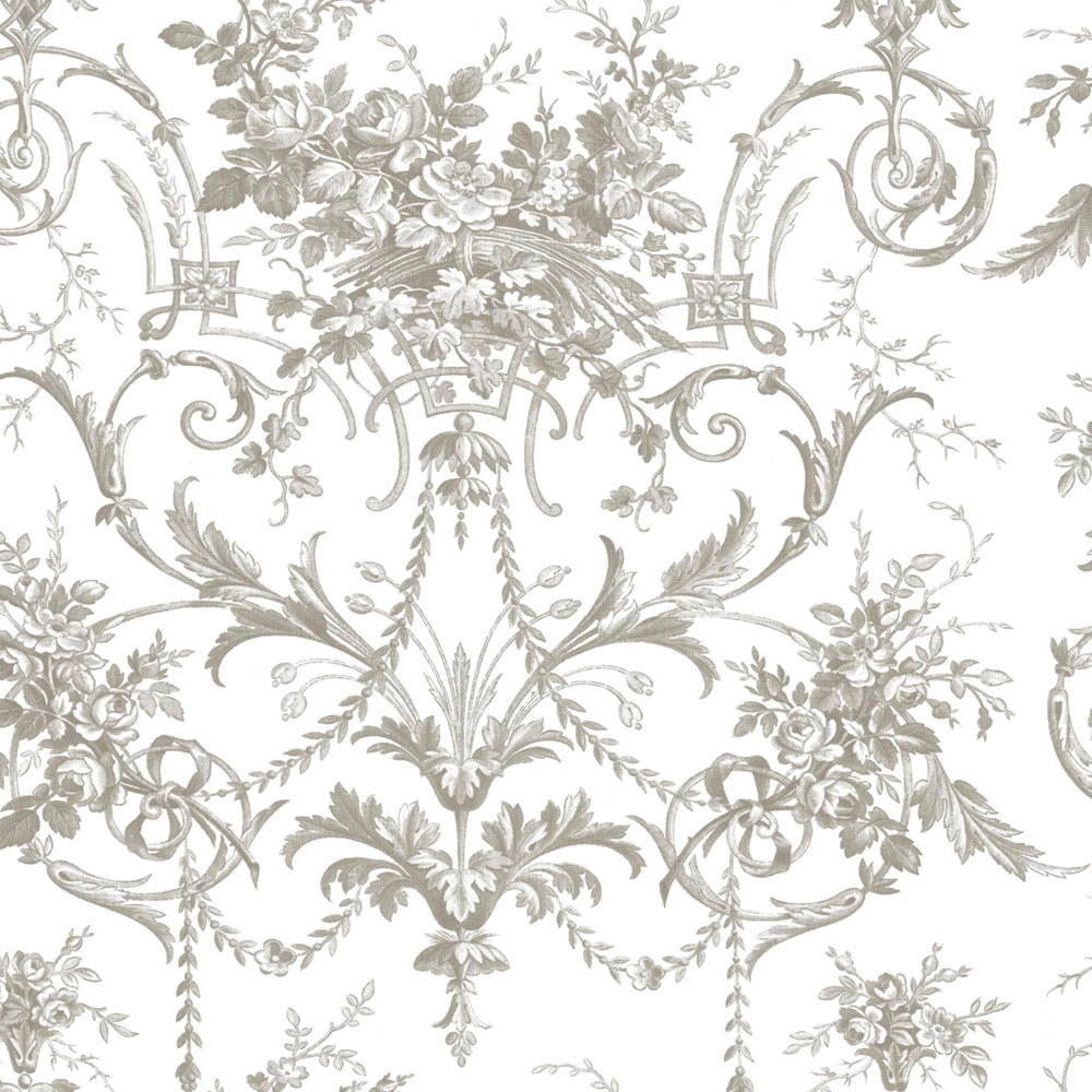 Damask Wallpaper, Grey-White, Flowers, 130111, Laura Ashley 4
