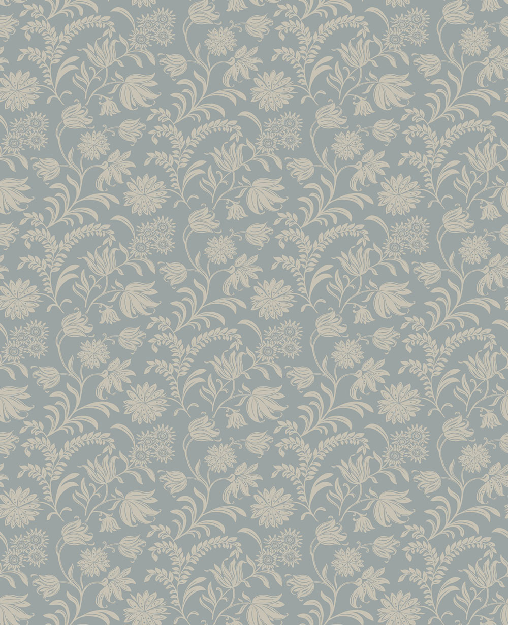 Wallpaper, Blue, Grey, Floral Pattern, 140317, Laura Ashley 4