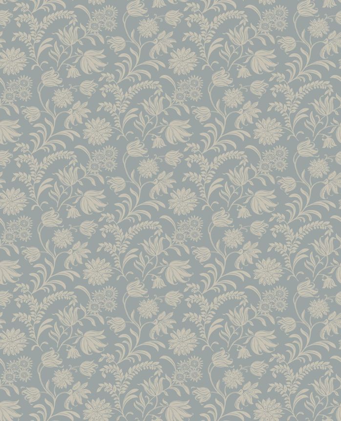 Wallpaper, Blue, Grey, Floral Pattern, 140317, Laura Ashley 4