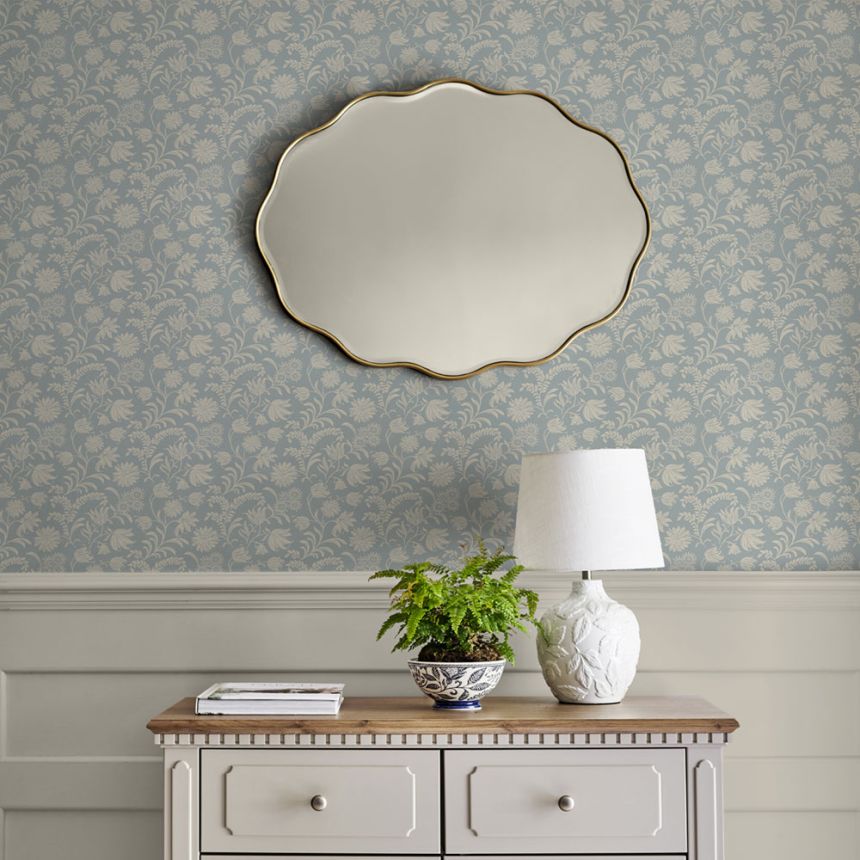Wallpaper, Blue, Grey, Floral Pattern, 140317, Laura Ashley 4