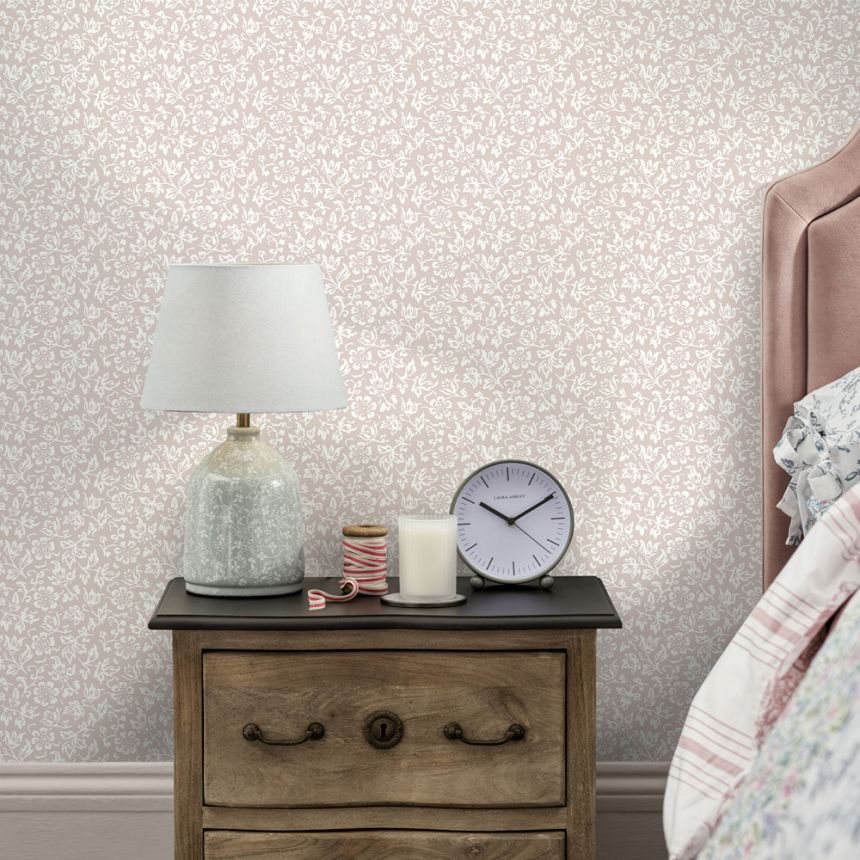 Wallpaper, Pink-White, Floral Pattern, 140326, Laura Ashley 4
