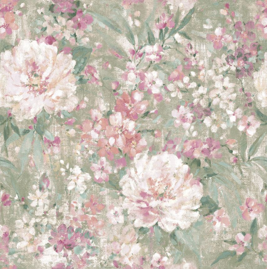 Wallpaper, Green, Pink, Floral Pattern, 140328, Laura Ashley 4