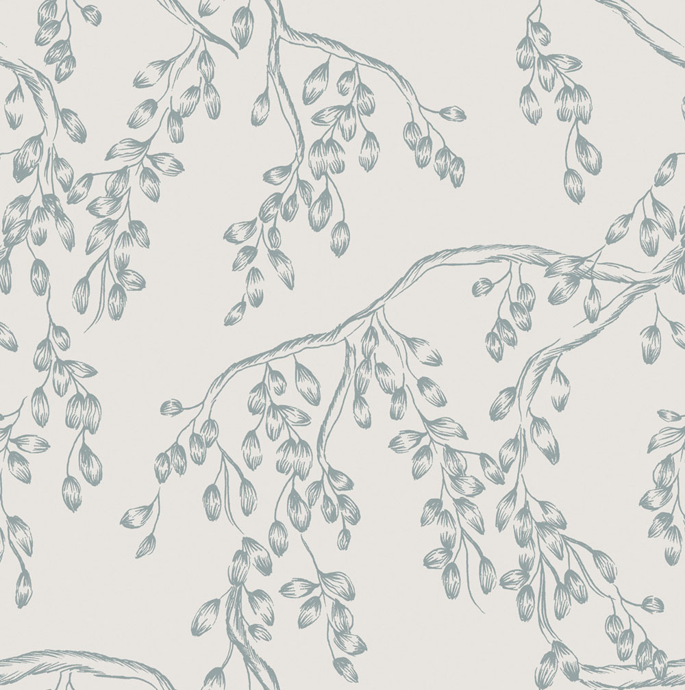 Wallpaper, White-Blue, Branches, 140334, Laura Ashley 4