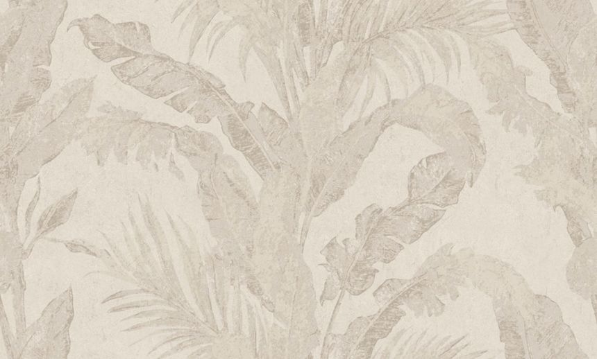 Luxury wallpaper, beige, white, leaves, plaster effect, 6602, Metamorphosis, Parato by Cristiana Masi