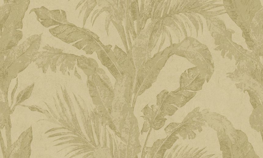 Luxury wallpaper, green, gold, leaves, plaster effect, 6605, Metamorphosis, Parato by Cristiana Masi