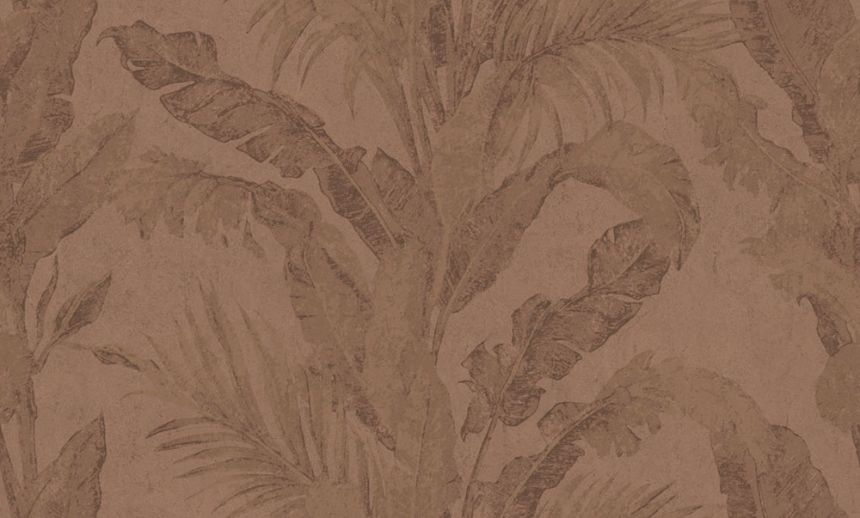 Luxury wallpaper, brown, leaves, plaster effect, 6609, Metamorphosis, Parato by Cristiana Masi