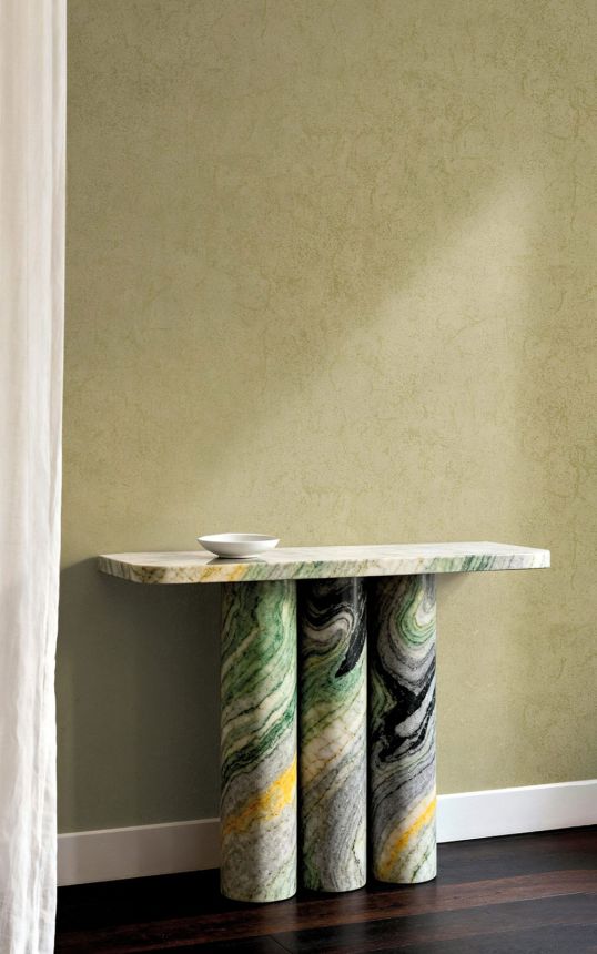 Wallpaper, gold, green, plaster effect, 6615, Metamorphosis, Pigmenta, Parato by Cristiana Masi