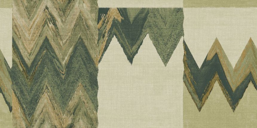 Geometric wallpaper, green, grey, fabric imitation, 6675, Metamorphosis, Parato by Cristiana Masi