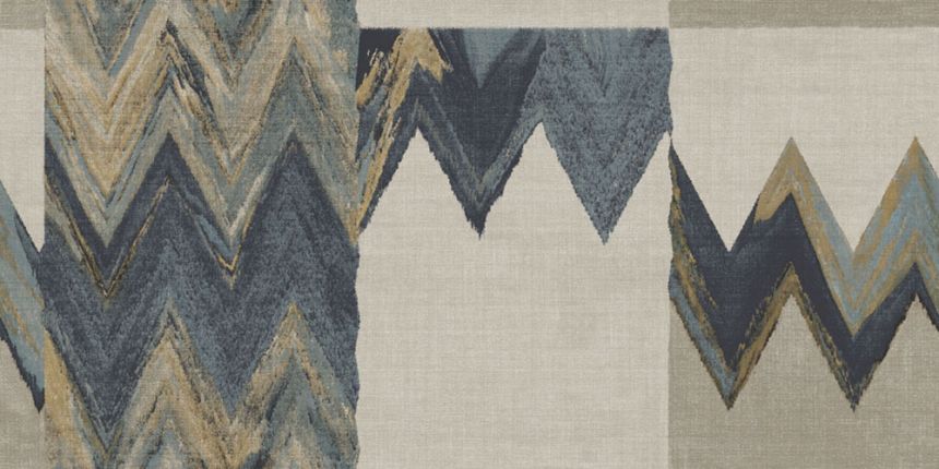 Geometric wallpaper, blue, grey, fabric imitation, 6676, Metamorphosis, Parato by Cristiana Masi