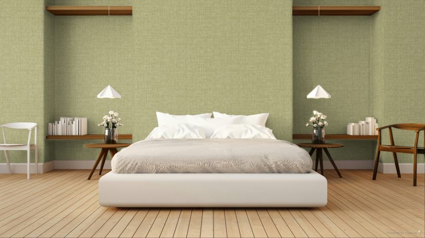 Wallpaper, green, yellow, fabric imitation, 6685, Metamorphosis, Pigmenta, Parato by Cristiana Masi