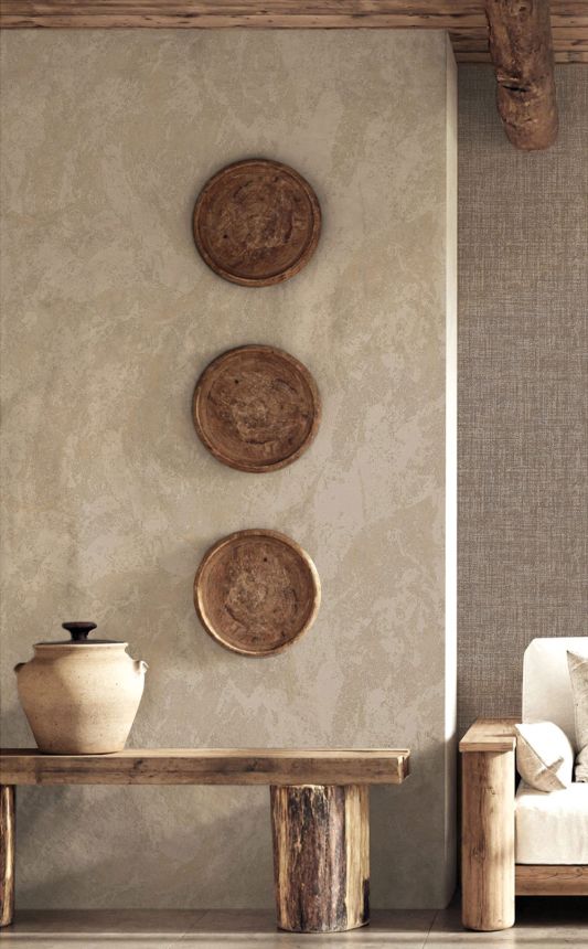 Wallpaper, brown, grey, fabric imitation, 6689, Metamorphosis, Pigmenta, Parato by Cristiana Masi