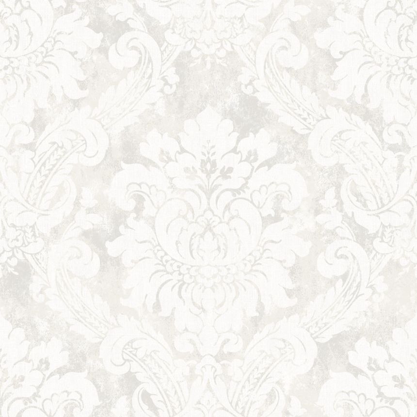Wallpaper, white, grey, damask pattern, AU41001, Aurelia, Prestige Wallcoverings