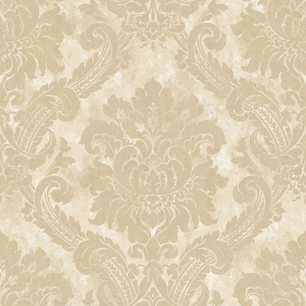 Wallpaper, beige, white, damask pattern, AU41002, Aurelia, Prestige Wallcoverings