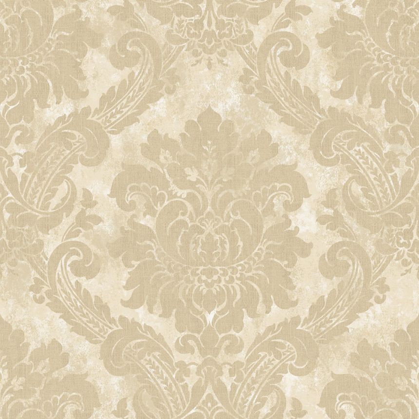 Wallpaper, beige, white, damask pattern, AU41002, Aurelia, Prestige Wallcoverings