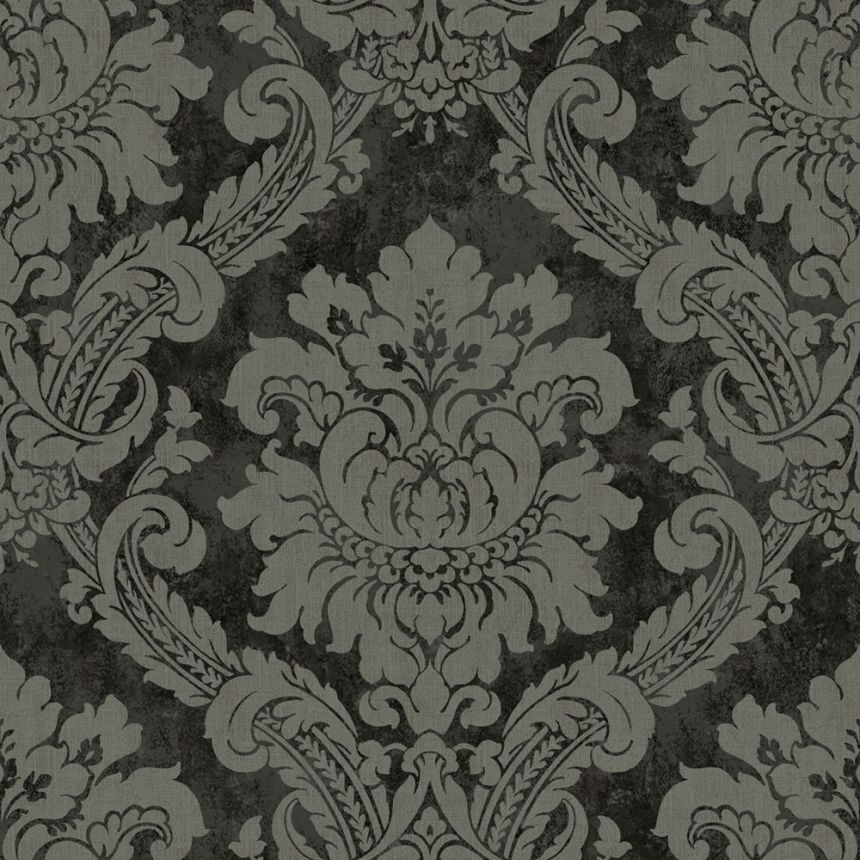 Wallpaper, black, grey, damask pattern, AU41005, Aurelia, Prestige Wallcoverings