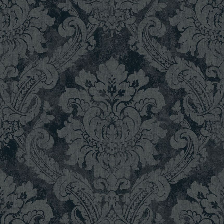 Wallpaper, blue, grey, damask pattern, AU41006, Aurelia, Prestige Wallcoverings