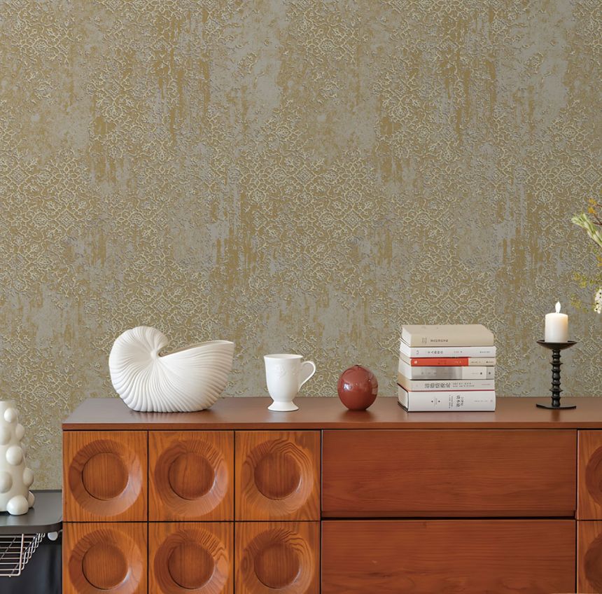 Wallpaper, grey, gold, vintage ornaments, AU41203, Aurelia, Prestige Wallcoverings