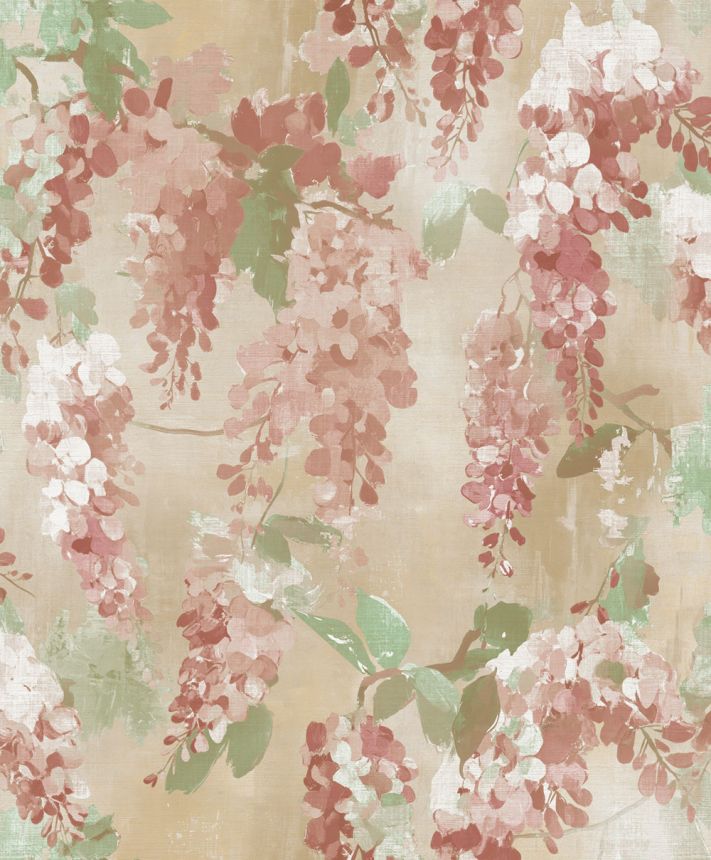 Wallpaper, pink, beige, flowers, branches, AU41602, Aurelia, Prestige Wallcoverings