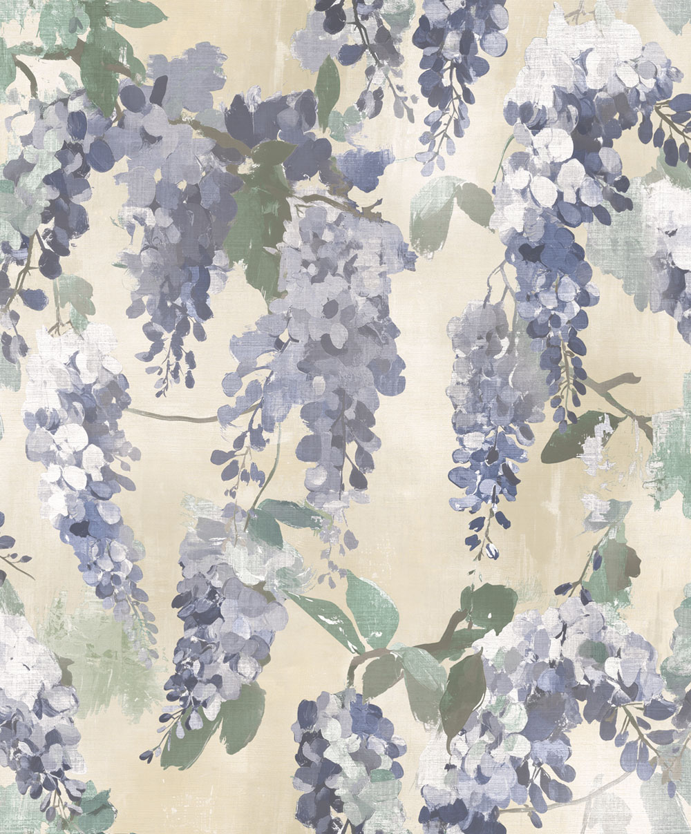 Wallpaper, blue, green, flowers, branches, AU41603, Aurelia, Prestige Wallcoverings