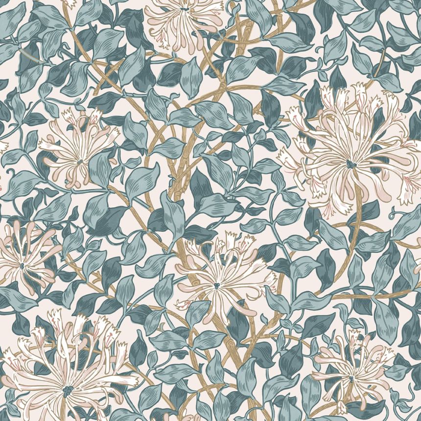 Wallpaper, Pink, Green, Flowers, Leaves, 140483, William Morris at Home vol. 2