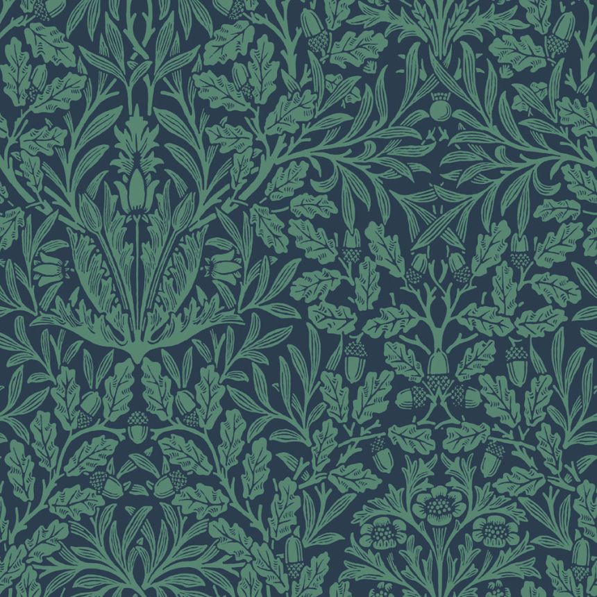 Wallpaper, Blue, Flowers, Leaves, 140489, William Morris at Home vol. 2