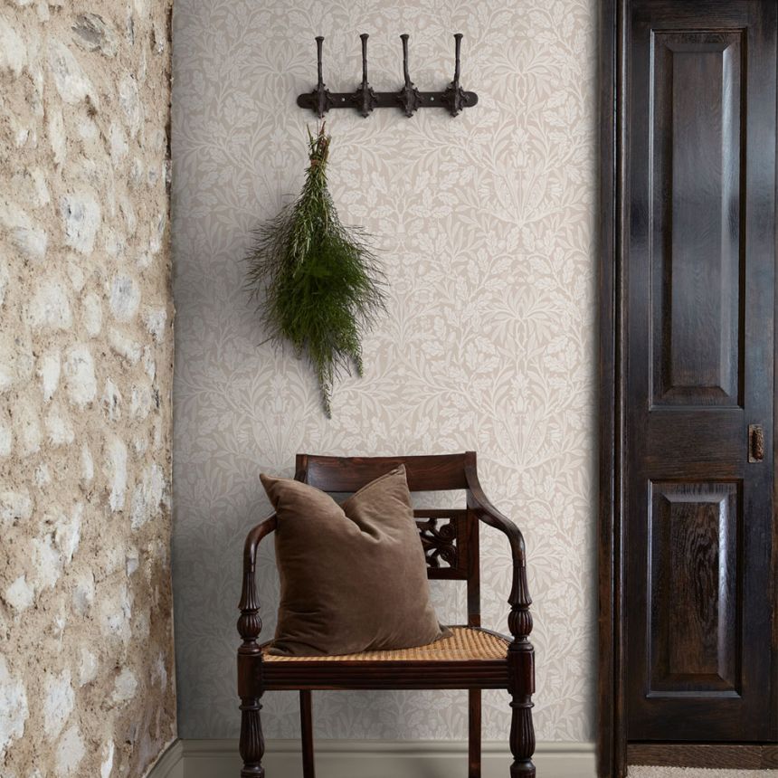 Wallpaper, Beige, Flowers, Leaves, 140491, William Morris at Home vol. 2