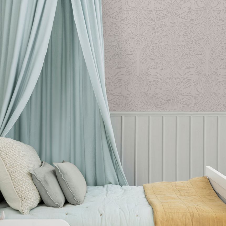 Wallpaper, White, Leaves, Trees, Birds, Hares, 142104, William Morris at Home vol. 2