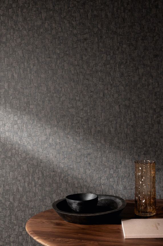 Wallpaper, grey-black, tree bark effect, SF1007, Surfaces, Grandeco