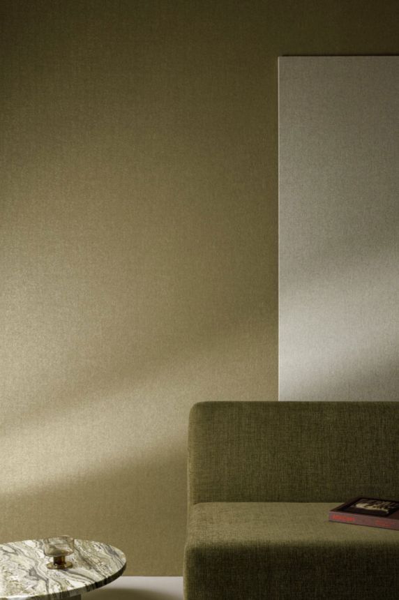Wallpaper, moss green, gold, coarse fabric effect, SF1205, Surfaces, Grandeco