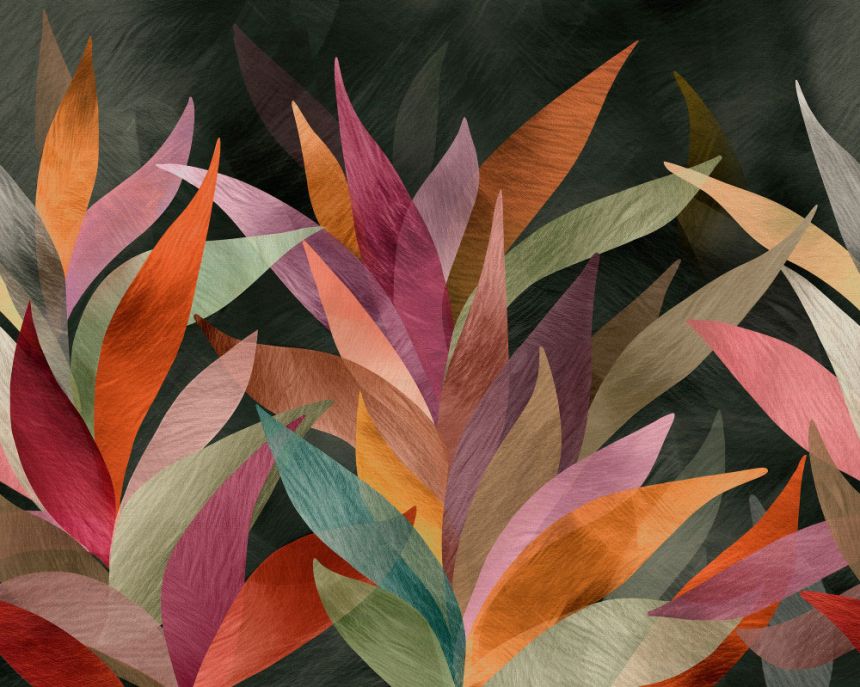 Mural wallpaper, purple, black, leaves, SF6101, Surfaces, Grandeco