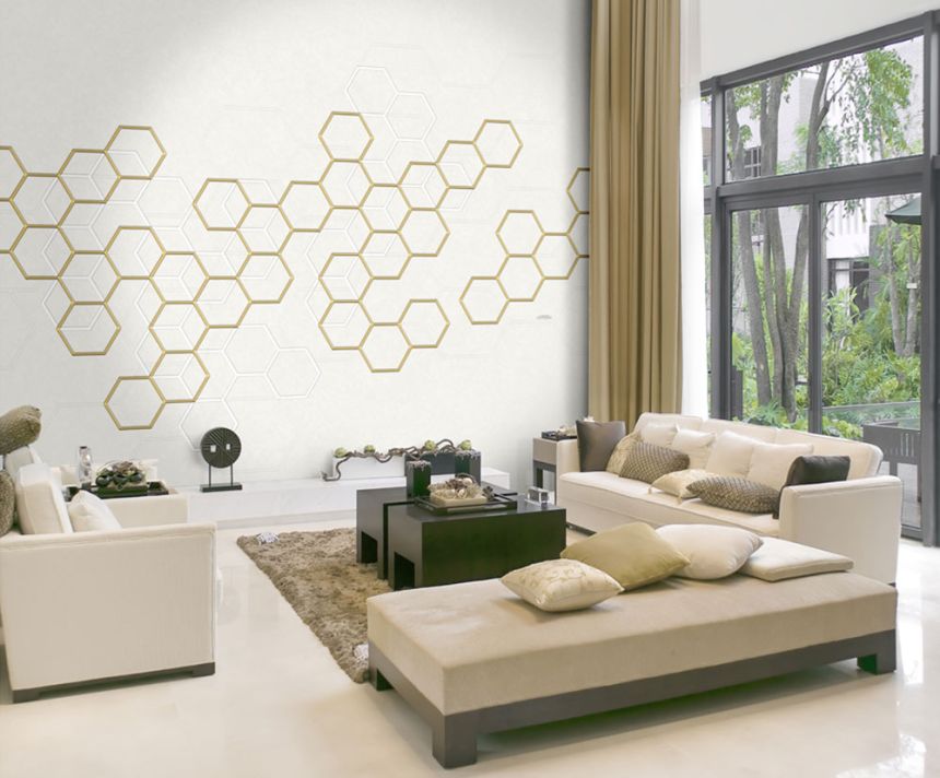 Luxury geometric wall mural with hexagons Z90070, 330 x 300 cm, Automobili Lamborghini 2, Zambaiti Parati
