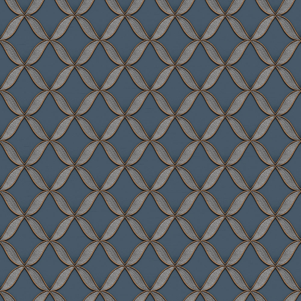 Luxury blue non-woven wallpaper with a fabric texture FT221227, Fabric Touch, Design ID