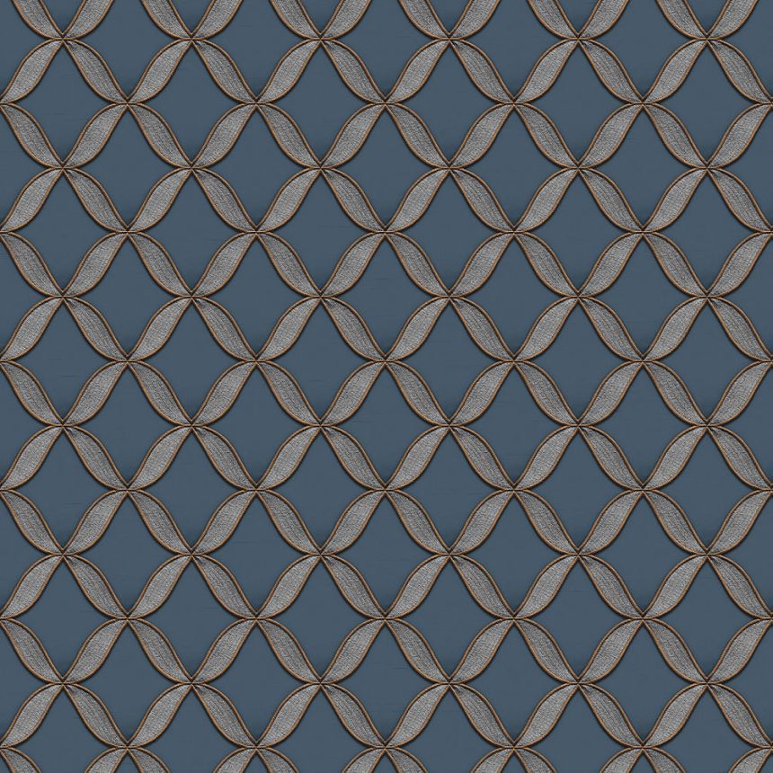 Luxury blue non-woven wallpaper with a fabric texture FT221227, Fabric Touch, Design ID