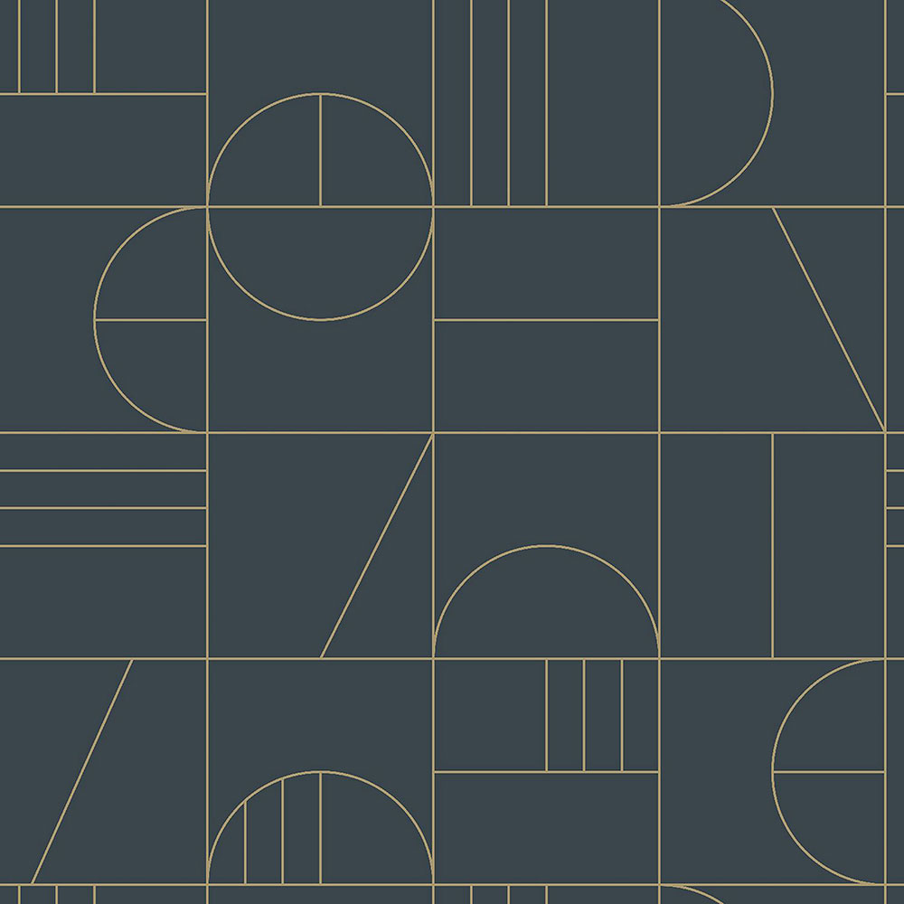 Blue geometric pattern wallpaper 139210, Art Deco, Est