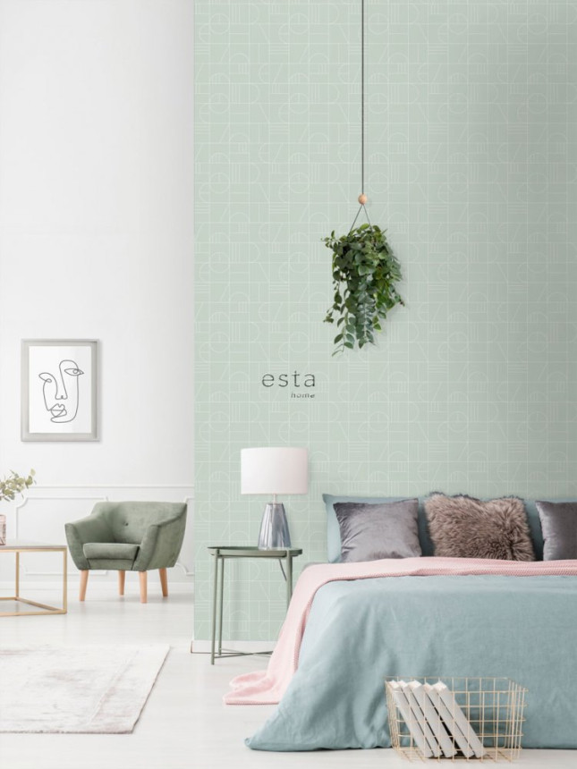 Green geometric pattern wallpaper 139209, Art Deco, Est