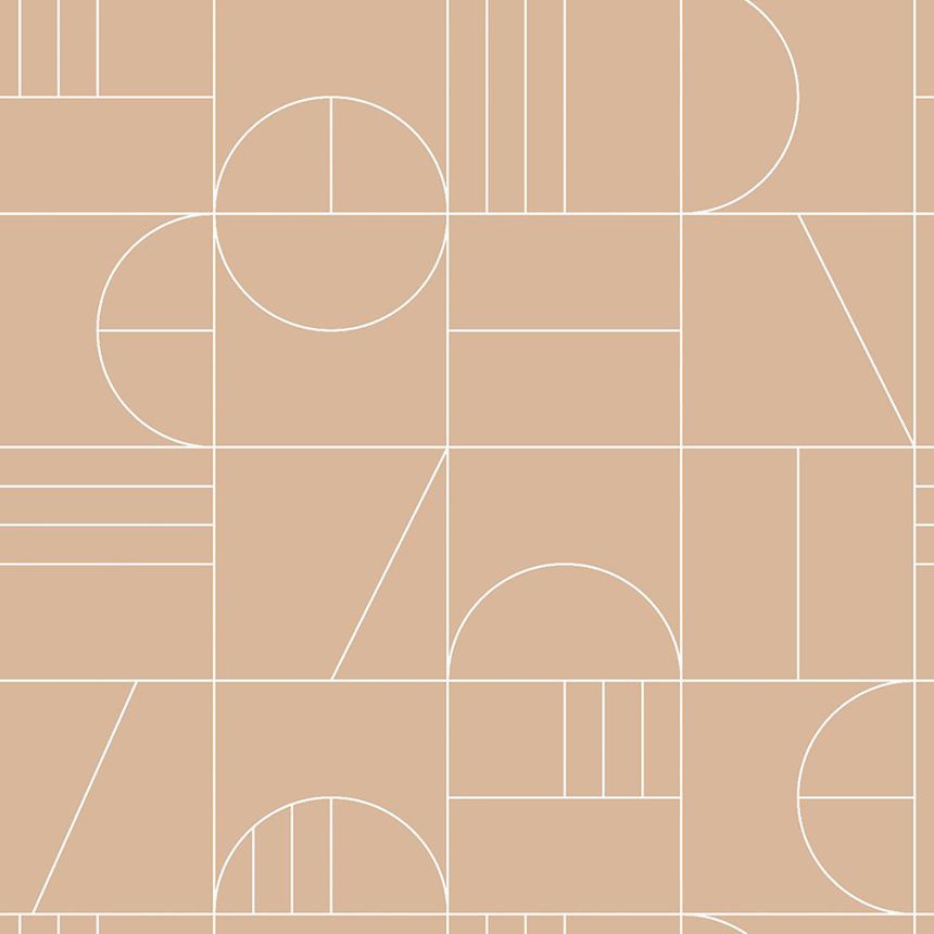 Brown geometric pattern wallpaper 139208, Art Deco, Est
