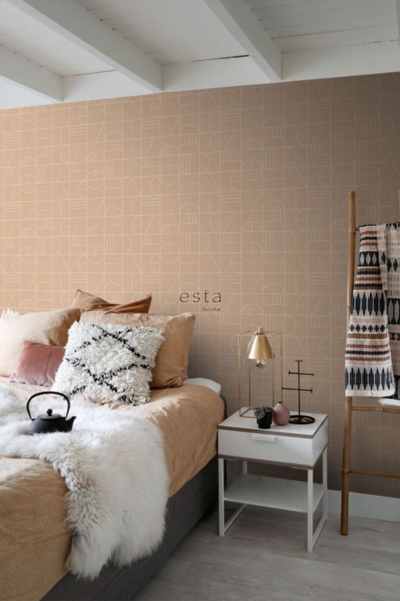 Brown geometric pattern wallpaper 139208, Art Deco, Est