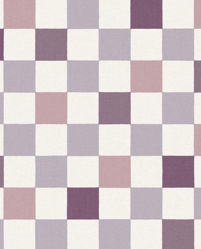 Wallpaper, purple, pink, checked fabric effect, 363148, Tiny Treasures, Eijffinger