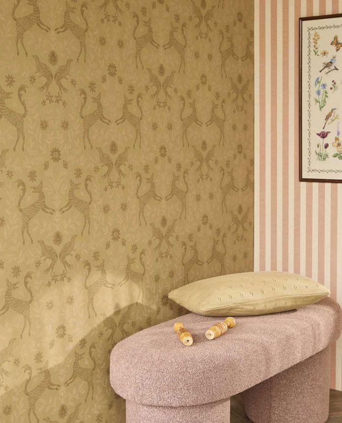 Wallpaper, brown-red, beige, striped fabric effect, 363152, Tiny Treasures, Eijffinger