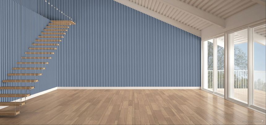 Wallpaper, blue, striped fabric effect, 363155, Tiny Treasures, Eijffinger