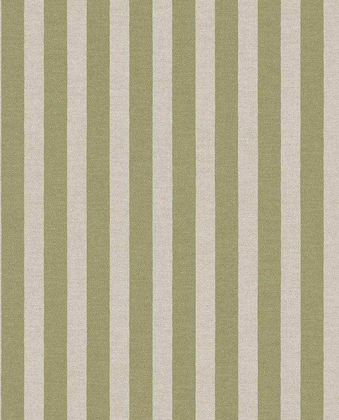 Wallpaper, green, cream-grey, striped fabric effect, 363156, Tiny Treasures, Eijffinger